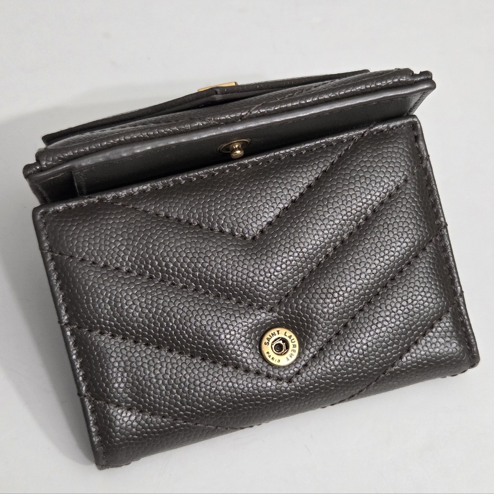 Yves Saint Laurent Brown Wallet with Gold Logo - Picture 4 of 11
